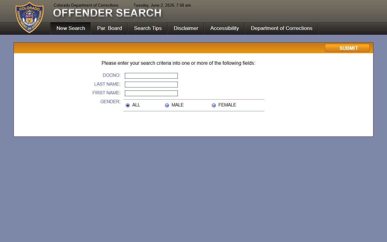 Colorado CDOC offender search for Lake County sentenced inmates